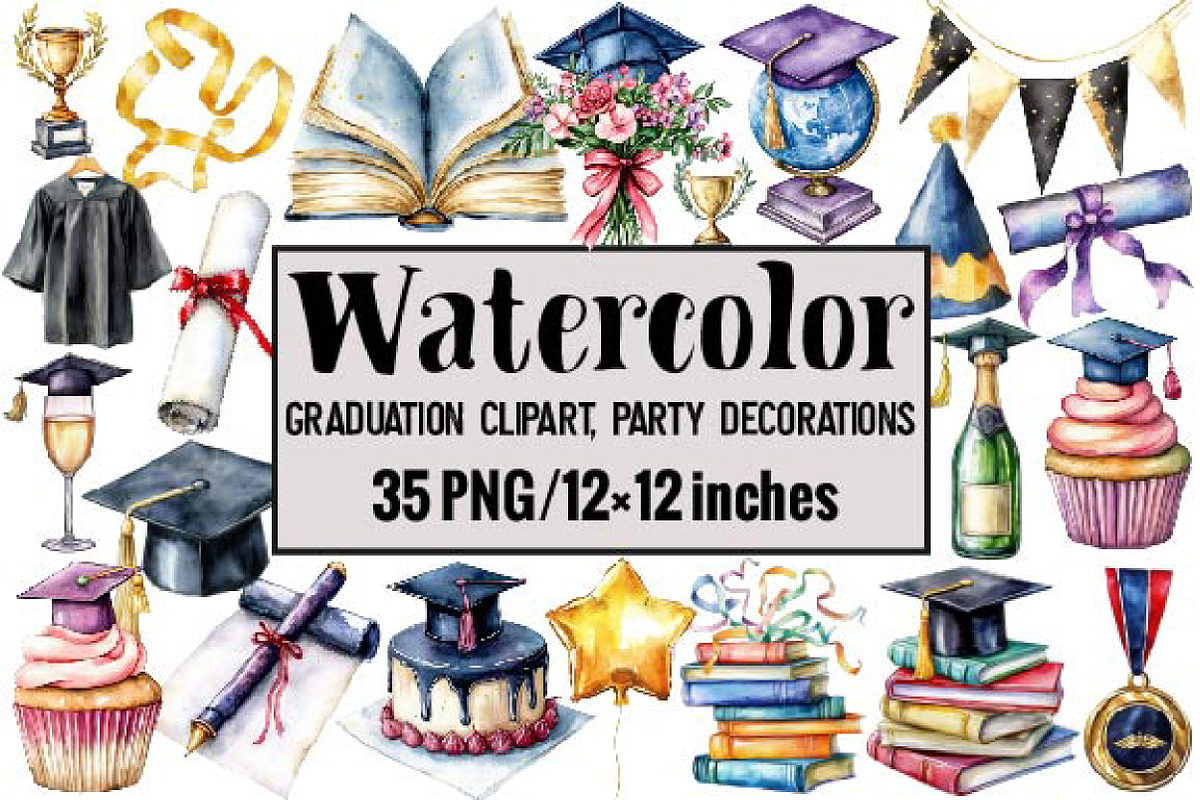 Graduation Clipart, Party Decoration, an Illustration by Design Market (Photo 1 of 4)