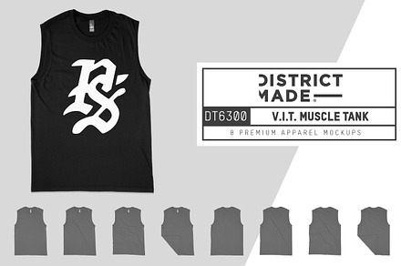 District Made 6300 VIT Muscle Tank, a Shirt Mockup by Pixel Sauce™