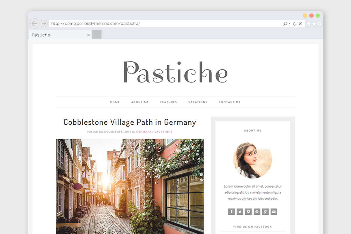 Minimalist WordPress Theme Pastiche, a WordPress Template by Trendy Themes (Photo 1 of 2)