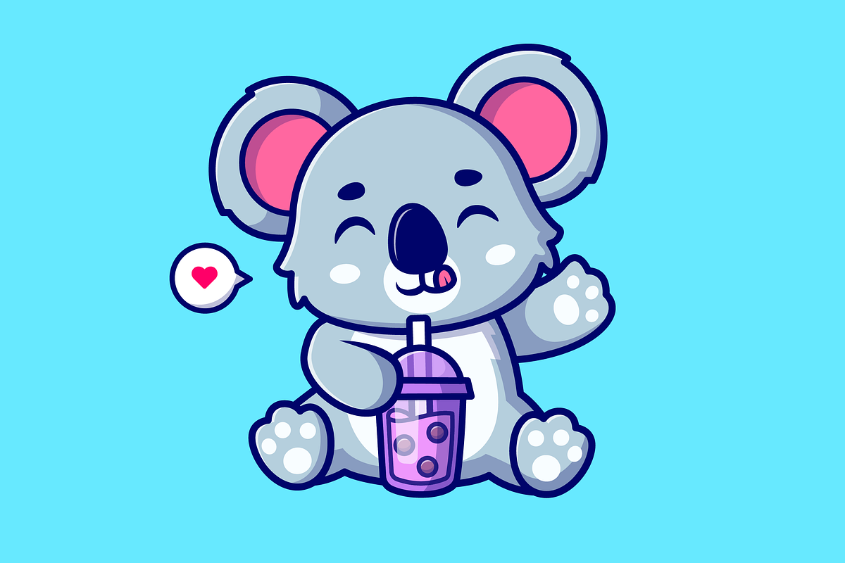 Cute Koala Drinking Boba Milk Tea, an Animal Illustration by Catalyst Labs (Photo 1 of 3)