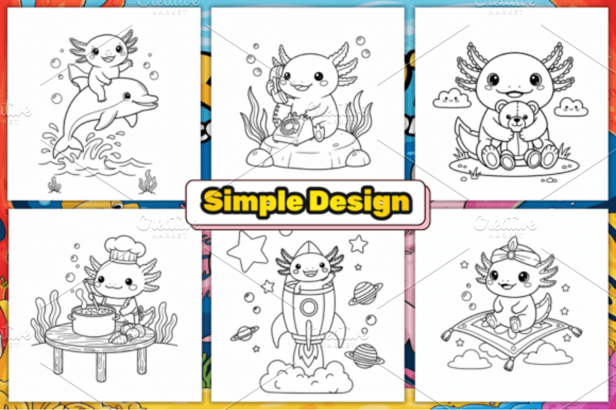 Axolotl Coloring Pages for Kids, an Animal Illustration by Design Station (Photo 3 of 4)