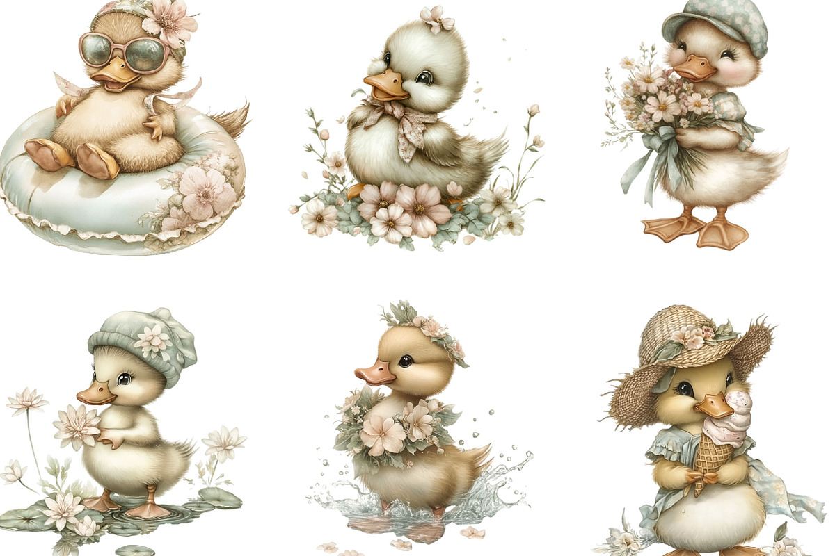 Whimsical Summer Duck Clipart, an Illustration by Designking (Photo 2 of 5)