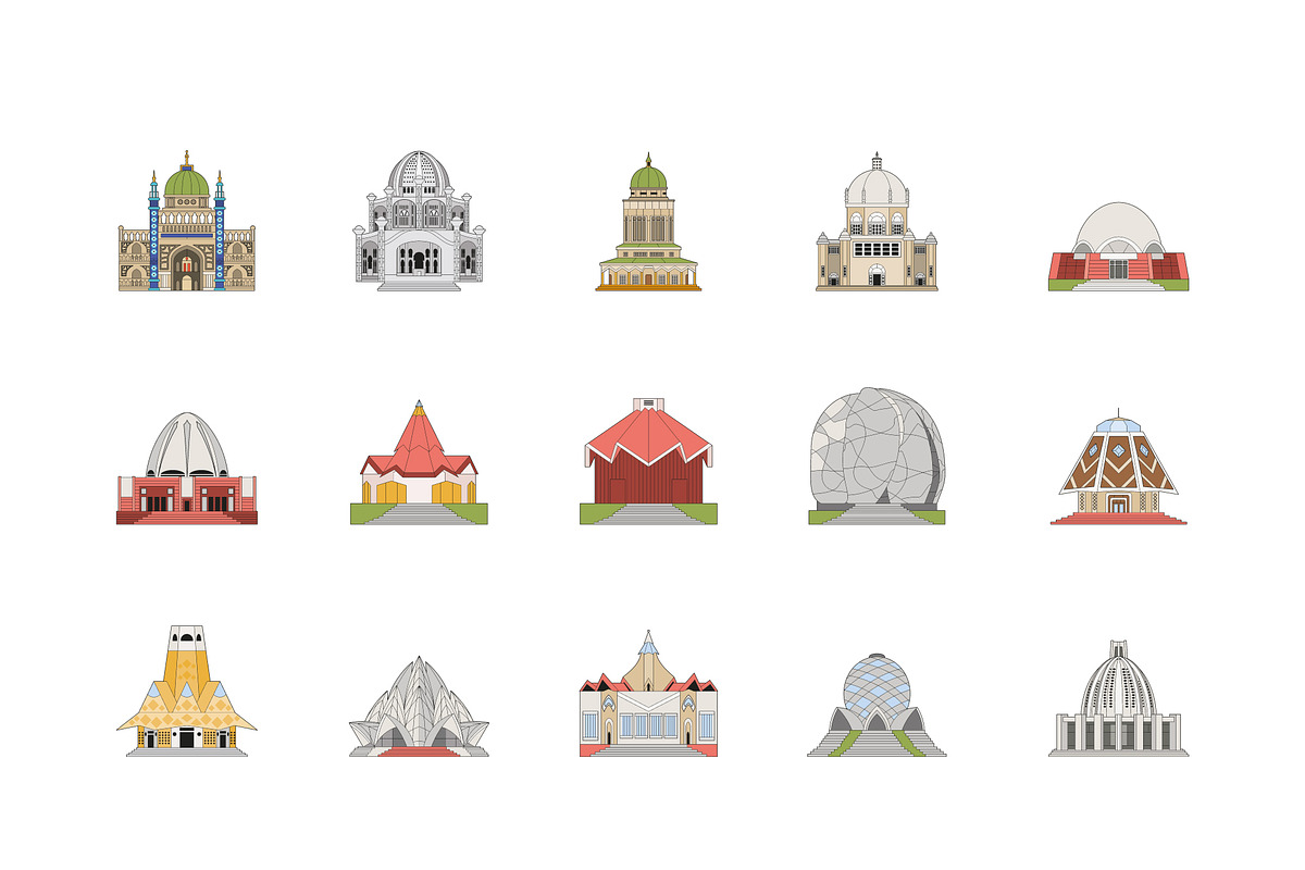 Baha’i Temples and Landmarks Set