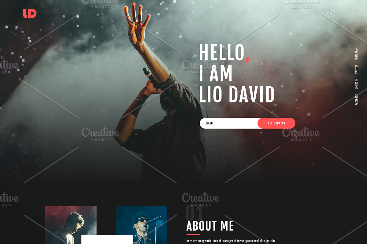 Personal Website for Singer, a Landing Page Template by Sujun Baidyaa (Photo 2 of 6)
