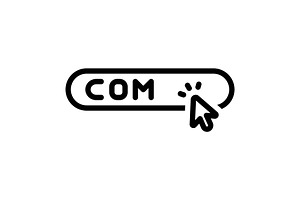 Com domain black icon, an Outline Icon by Creative priyanka