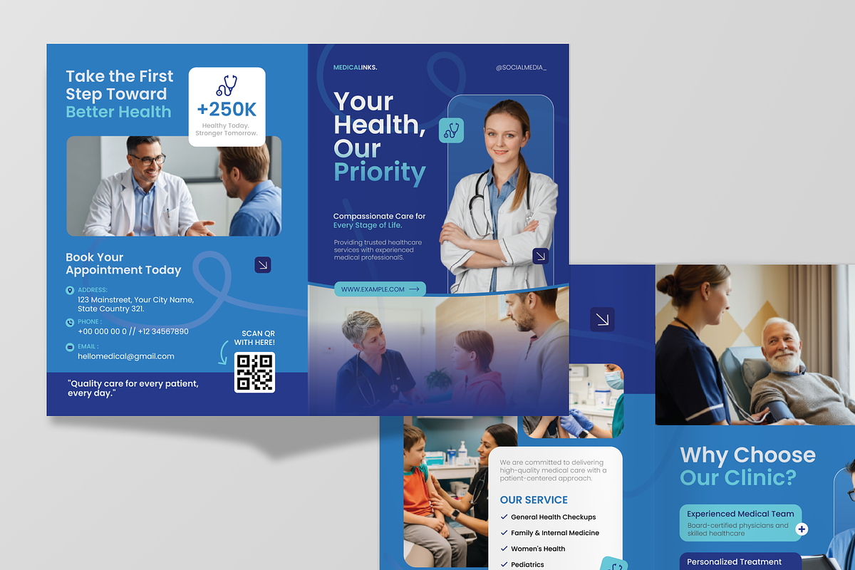 Blue Medical Clinic Bifold Brochure, a Brochure Template by Annora Studio (Photo 4 of 6)