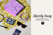 Sketchy Daisy Naive Floral Patterns, a Pattern Graphic by Rose Design (Thumbnail 4 of 9)