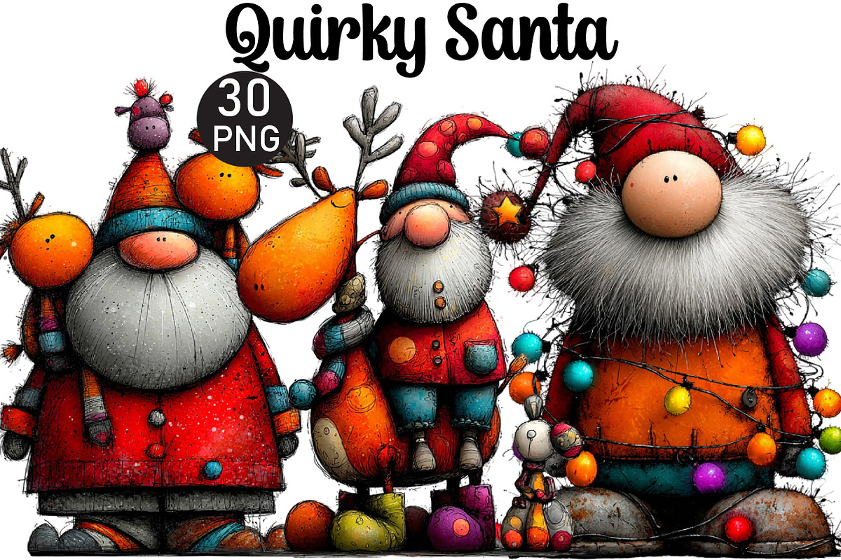 Quirky Santa Clipart, an Illustration by Black Bird Studio (Photo 1 of 5)