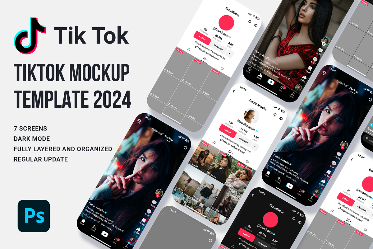 TikTok Mockup Template 2024, a Social Media Template by Dilshod Sobirov (Photo 1 of 8)