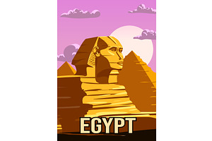 Vintage Poster Ancient Sphinx, Egypt, an Illustration by Vector_Up