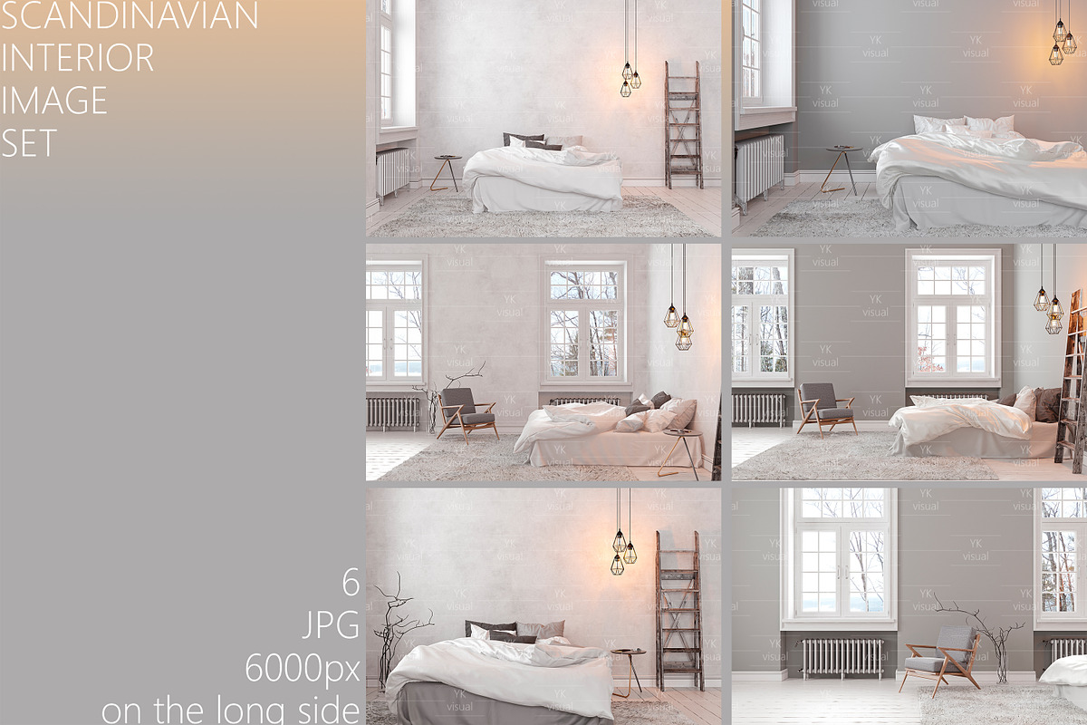 GRAY SCANDINAVIAN BEDROOM IMAGE SET, a Household Mockup by YKvisual (Photo 1 of 7)