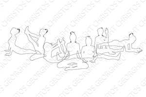 Yoga Pilates Poses Women Silhouettes, a Sport Illustration by Christos Georghiou