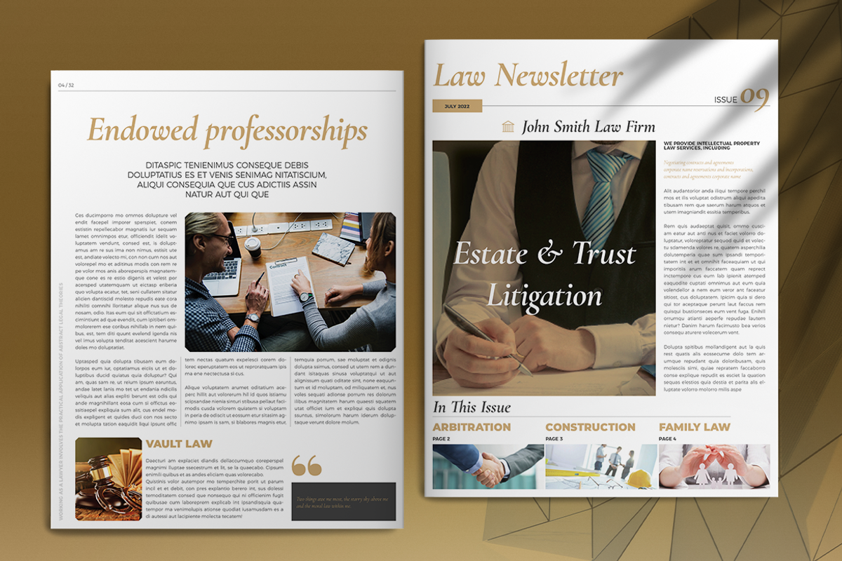 Law Newsletter Layout, a Brochure Template by Boris Cupac