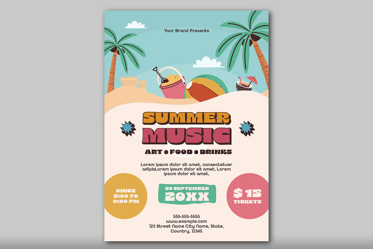 Summer Music Festival Flyer, a Templates & Theme by studiogstock (Photo 2 of 3)