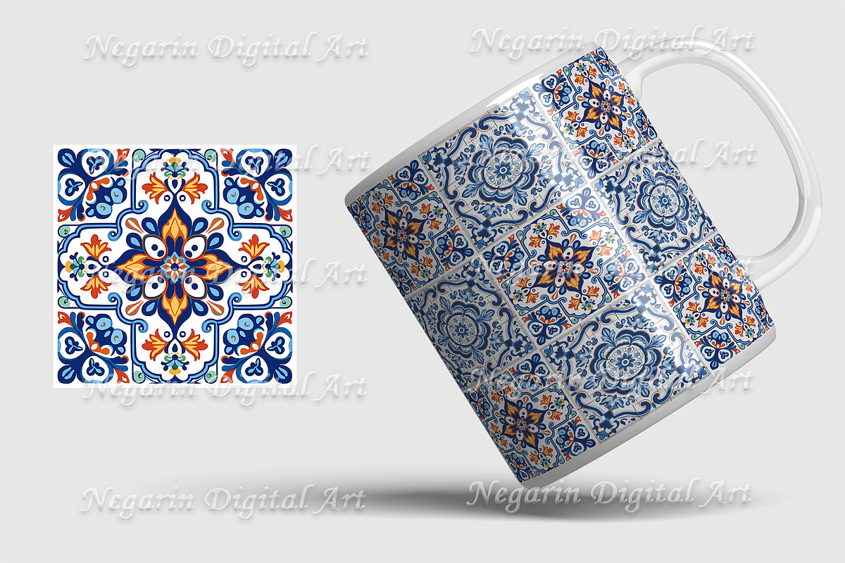Portuguese Azulejo Pattern Tile V1, a Pattern Graphic by Negarin Digital Art (Photo 2 of 8)