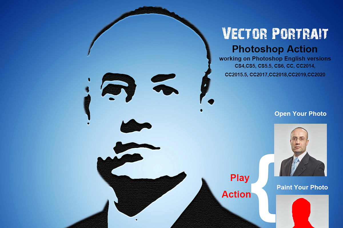 Vector Portrait Photoshop Action, an Action Add-On by Studio Retouch (Photo 1 of 11)