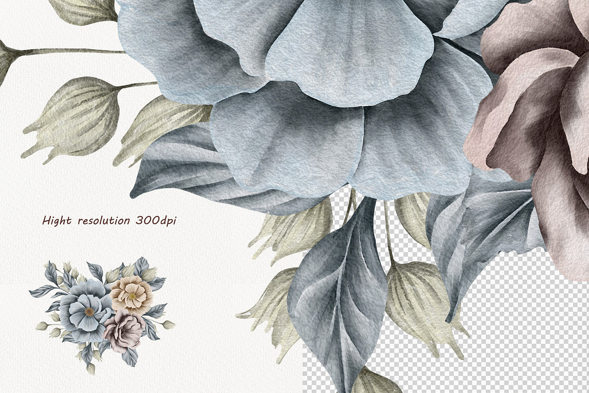 Watercolor Winter Florals Collection, a Decorative Illustration by BarvArt (Photo 12 of 14)