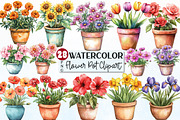 Watercolor Flower Pot Plants Clipart, an Illustration by Rose Art (Thumbnail 1 of 4)