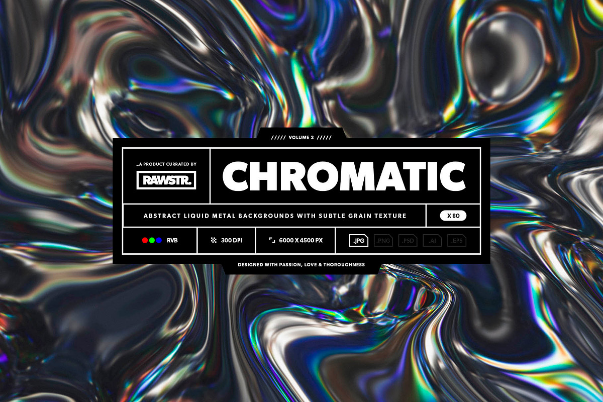 CHROMATIC - Liquid metal backgrounds, a Texture Graphic by RAWSTR (Photo 1 of 9)