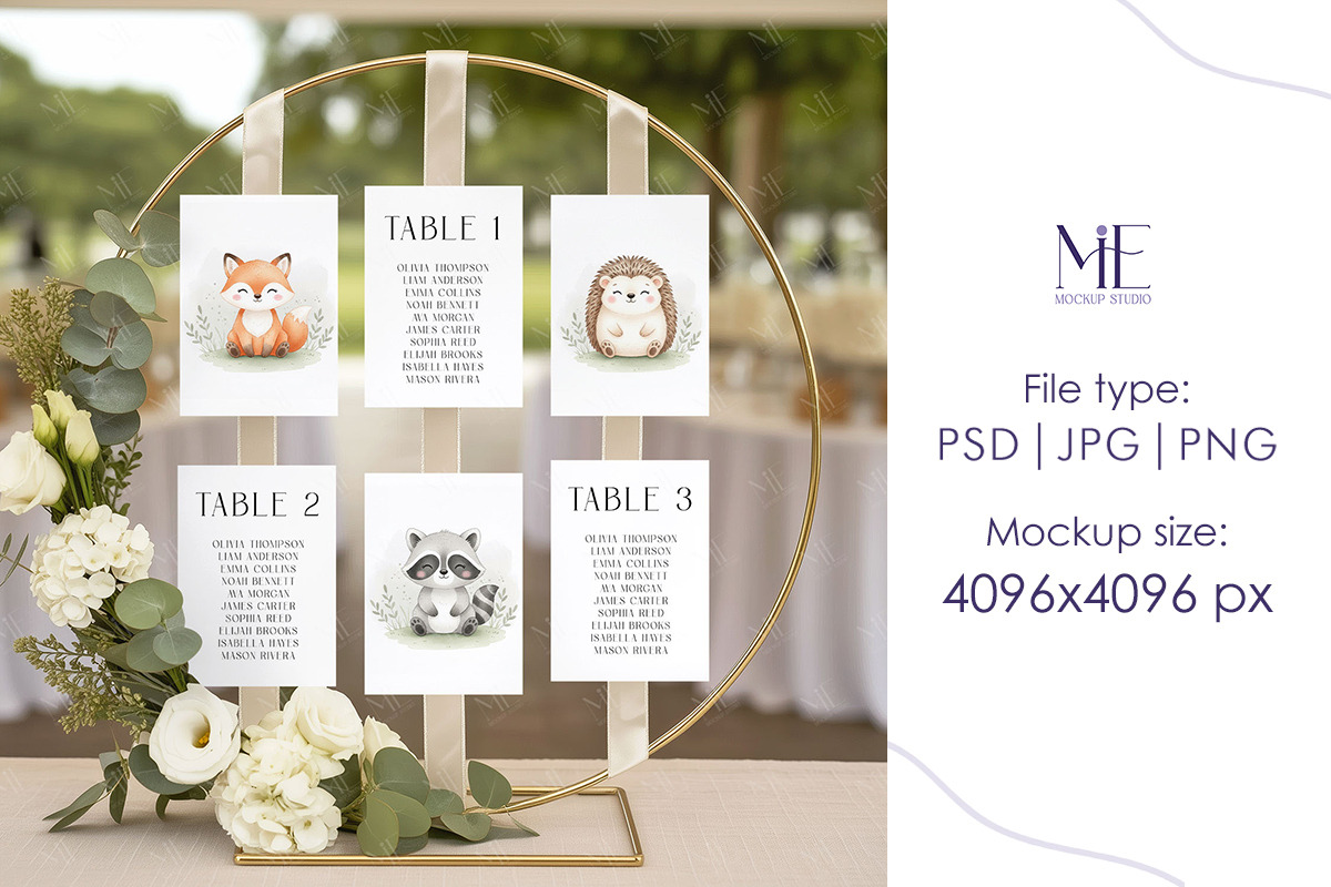 Seating Chart Mockup PSD Canva 5x7, a Mockup by Mie Mockup Studio (Photo 4 of 7)