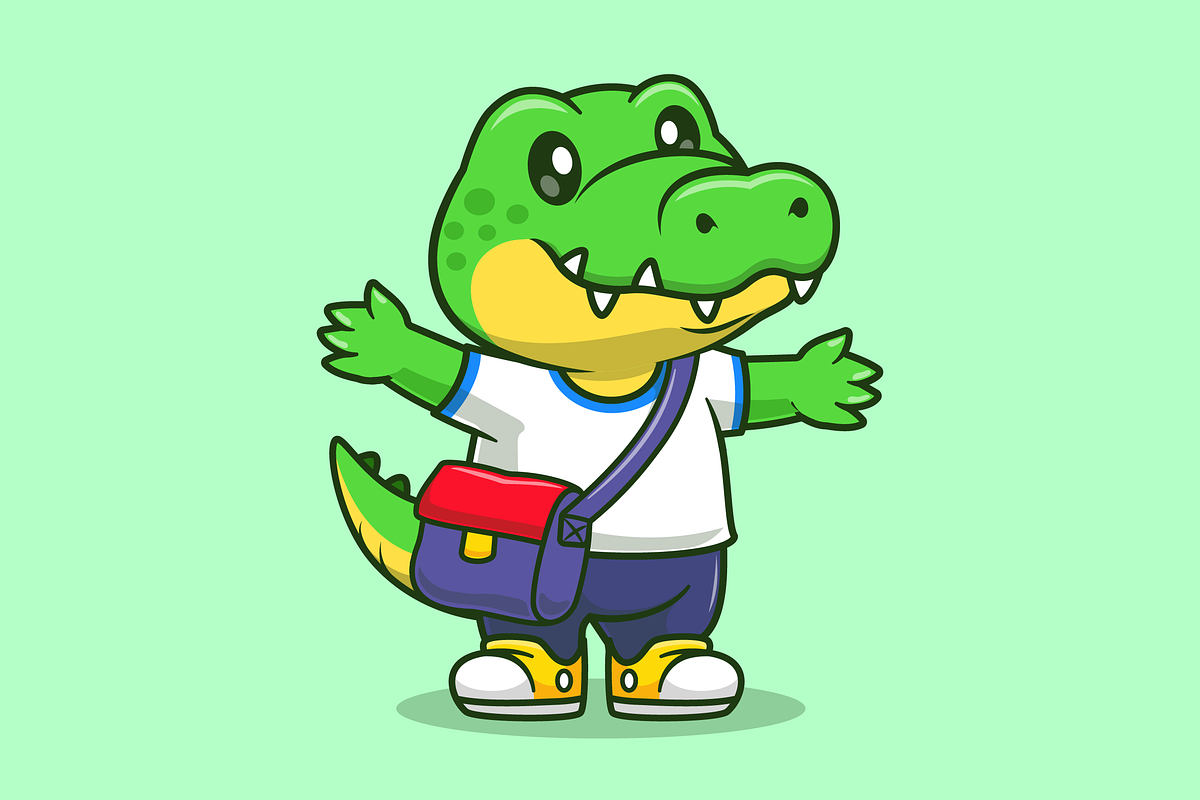 Cute Crocodile Student Go To School, an Animal Illustration by Catalyst Labs (Photo 1 of 3)