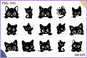 Black Cat Peeking Clipart SVG Bundle, an Animal Illustration by Gfx Expert Team (Thumbnail 1 of 18)
