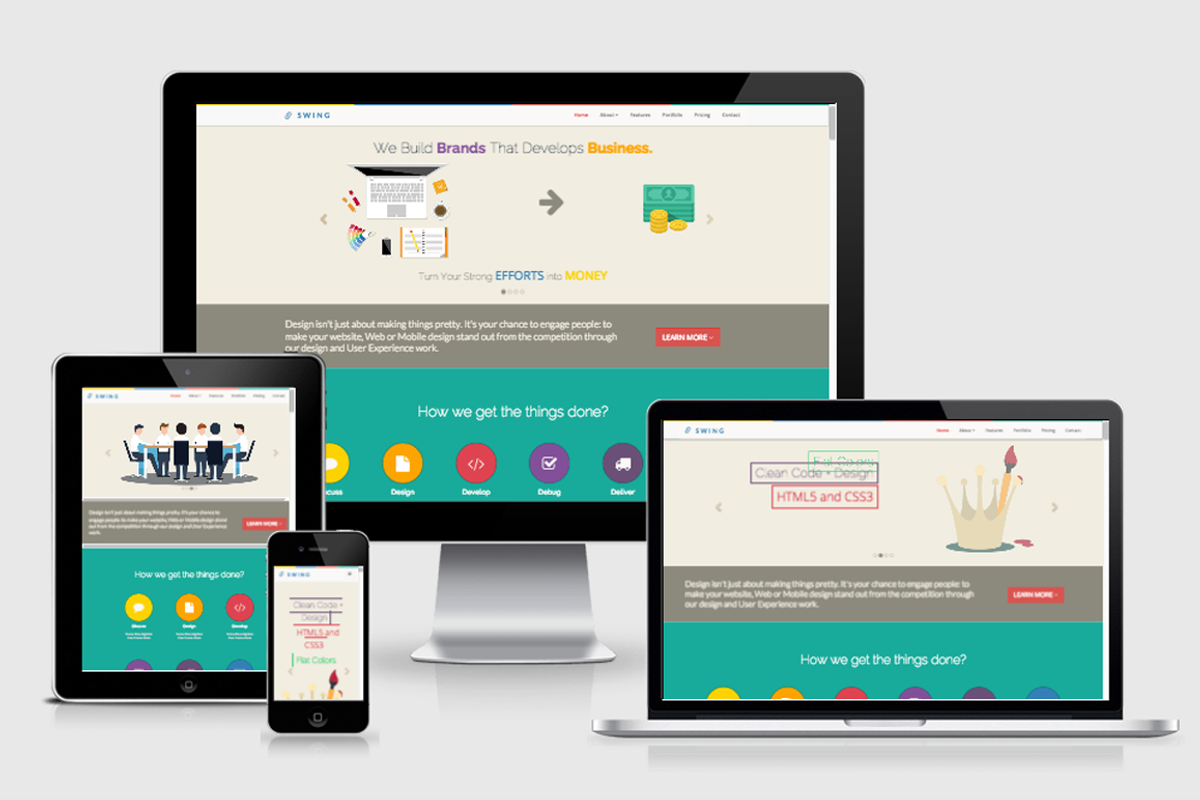 SWING - One Page Responsive Template, a Bootstrap Template by SWART (Photo 2 of 2)