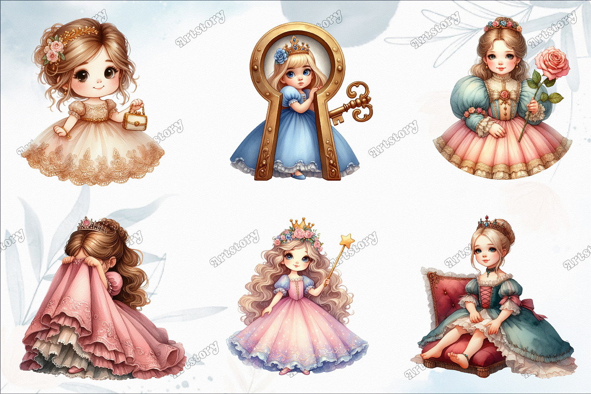 Little Girl Princess Watercolor Clip, a Graphic by designcity5 (Photo 3 of 5)