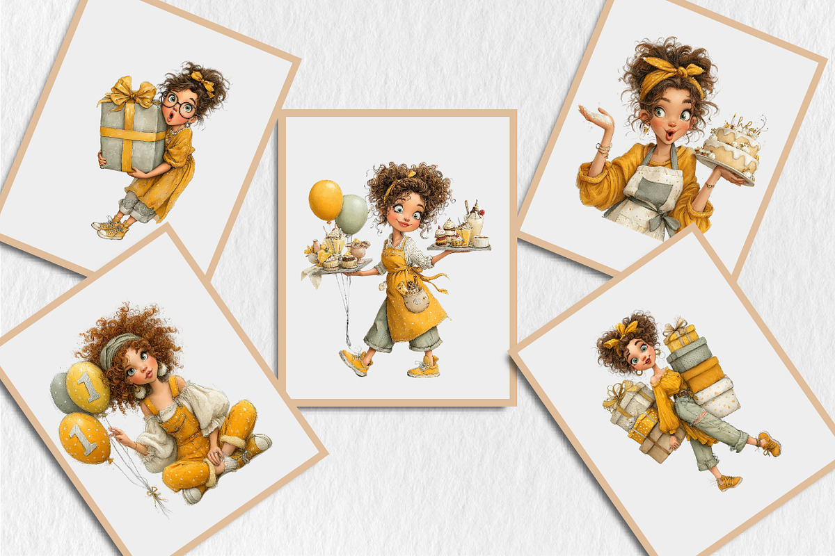 Watercolor Funny Birthday Girls Clip, a Seasonal Illustration by Rose Art (Photo 5 of 6)