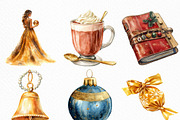 Watercolor Luxury Christmas Clipart, an Illustration by Craft Nest (Thumbnail 2 of 6)