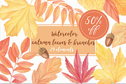 SALE! Watercolor Autumn Leaves, an Illustration by Irina Diasli (Thumbnail 1 of 2)