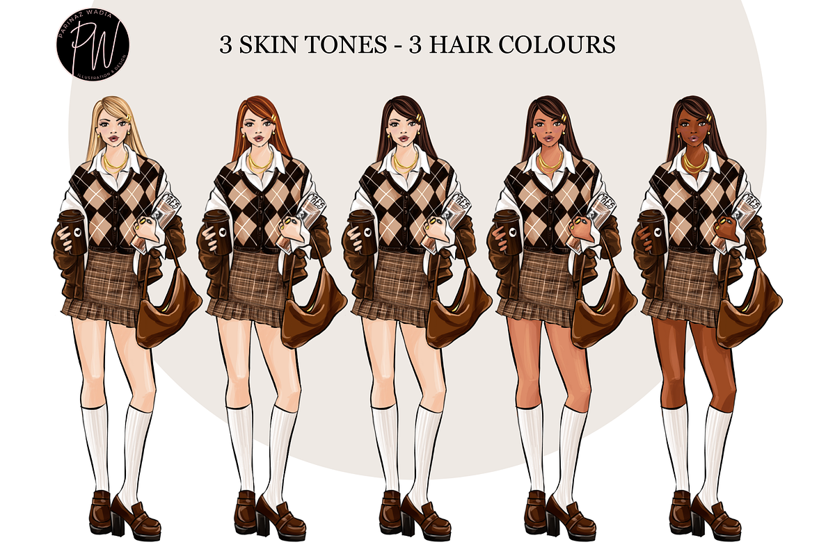 Autumn coffee girls clipart png, an Illustration by Parinaz Wadia Design (Photo 4 of 9)