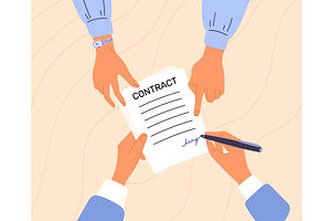 Businesspeople sign contract, a Finance Illustration by Vectorbuum