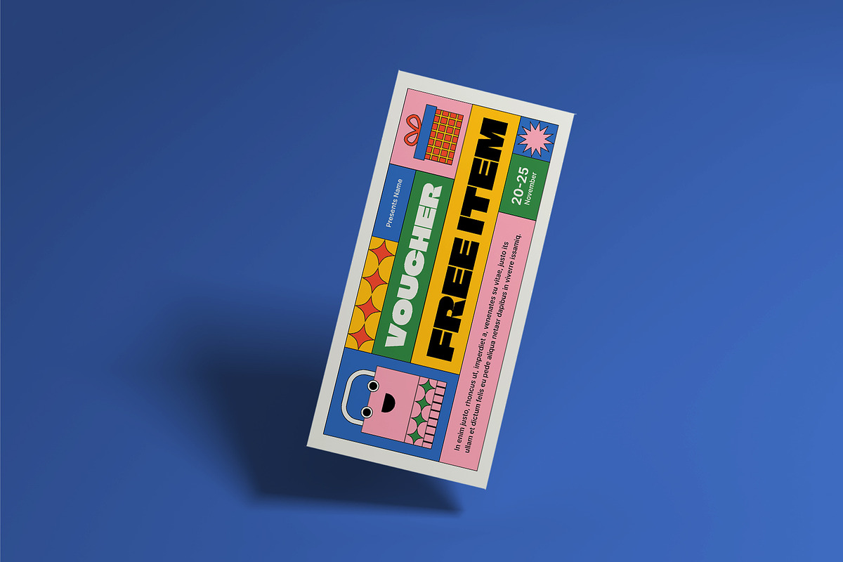 Retro Colorful Voucher, a Card Template by Neermana (Photo 2 of 4)