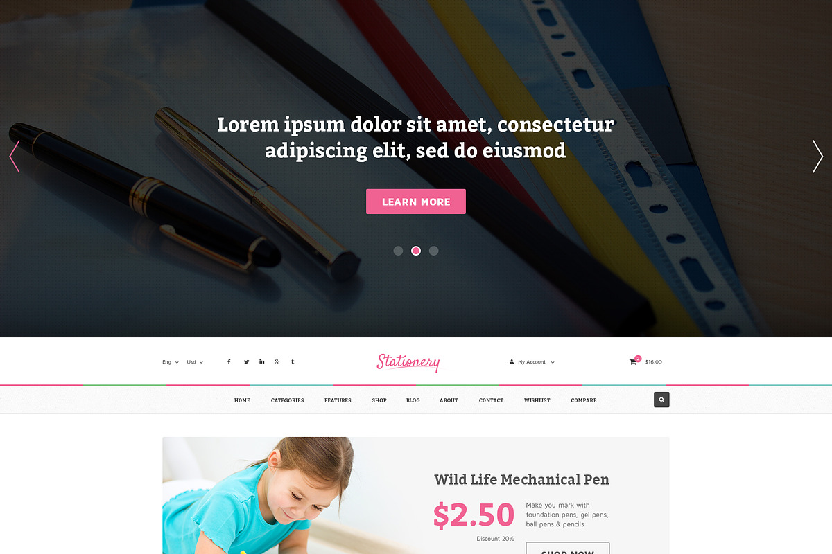 Stationery WooCommerce Theme, a WordPress Template by WPThemeGo (Photo 3 of 4)