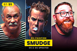 30% SALE! Smudge Oil Painting, an Action Add-On by U_Design