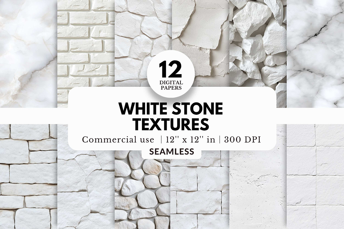 12 White Stone Texture Patterns, a Background Graphic by NorthWindPixels (Photo 1 of 4)