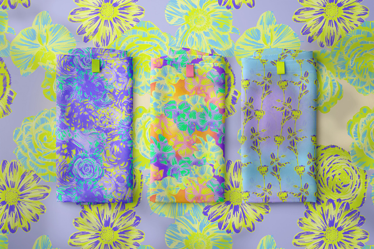 Neon Floral Maximalist Patterns, a Pattern Graphic by angelainthefields (Photo 2 of 9)