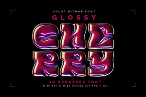 Glossy Cherry Color Bitmap Font