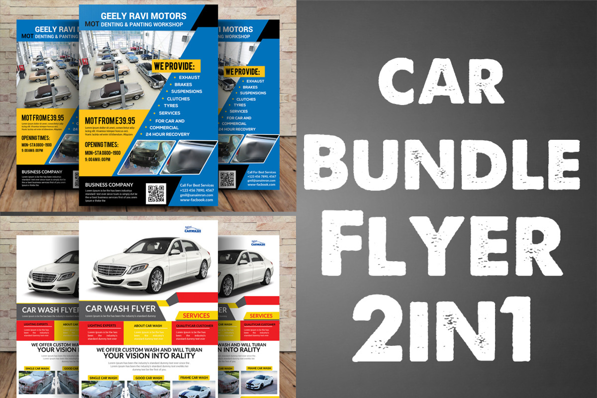 Car Bundle Folder 2in1, a Flyer Template by graphicforest