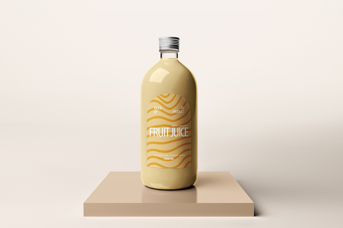1-Liter Glass Bottle Mockup Set, a Cups & Container Mockup by Mirachma Project (Photo 3 of 9)