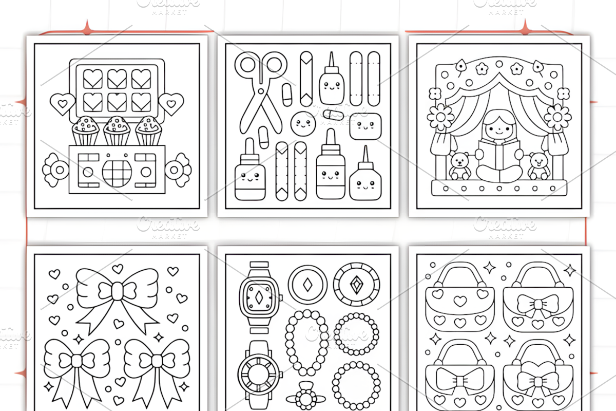 Creative Girly Coloring Pages, a Decorative Illustration by Design Station (Photo 3 of 4)