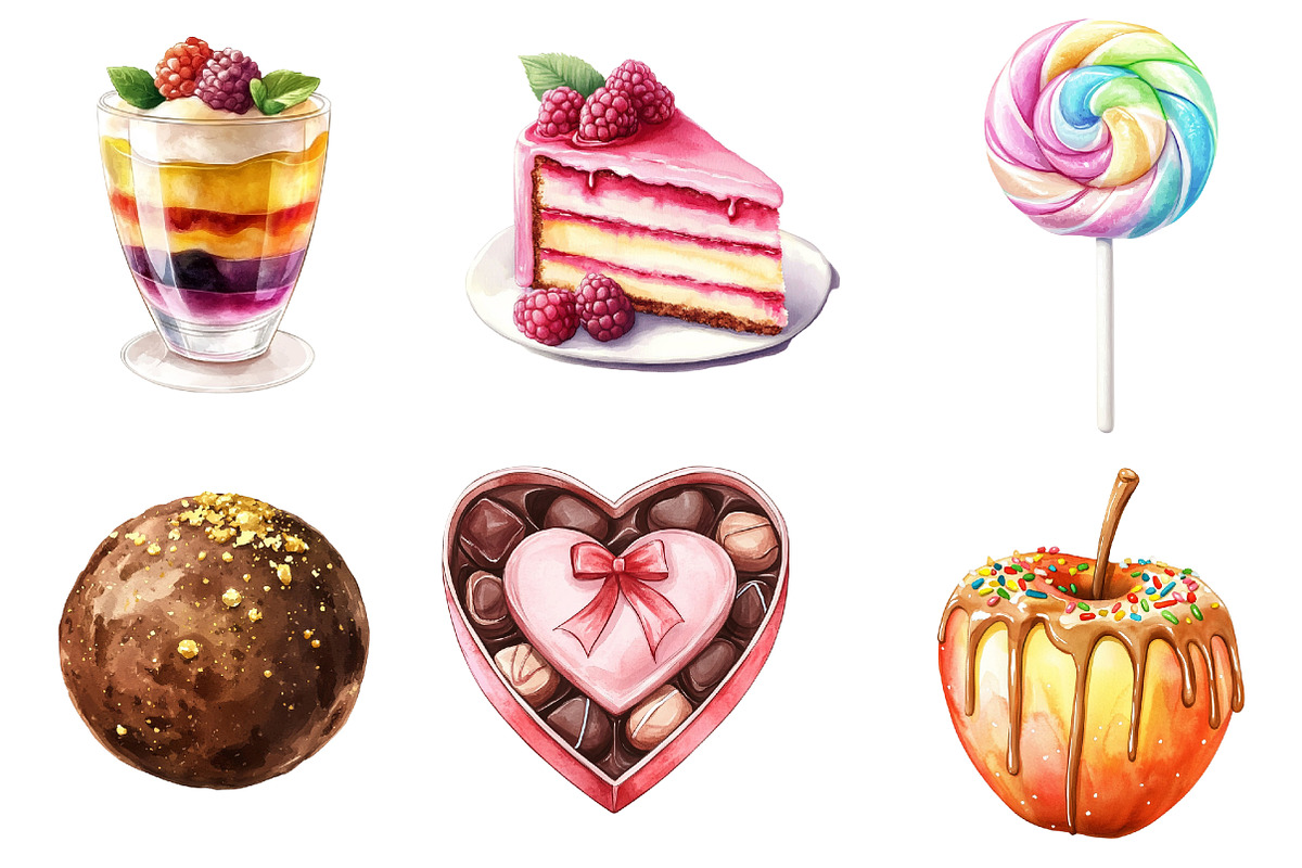 Watercolor Sweets Clipart, an Illustration by Watercolor design (Photo 3 of 5)