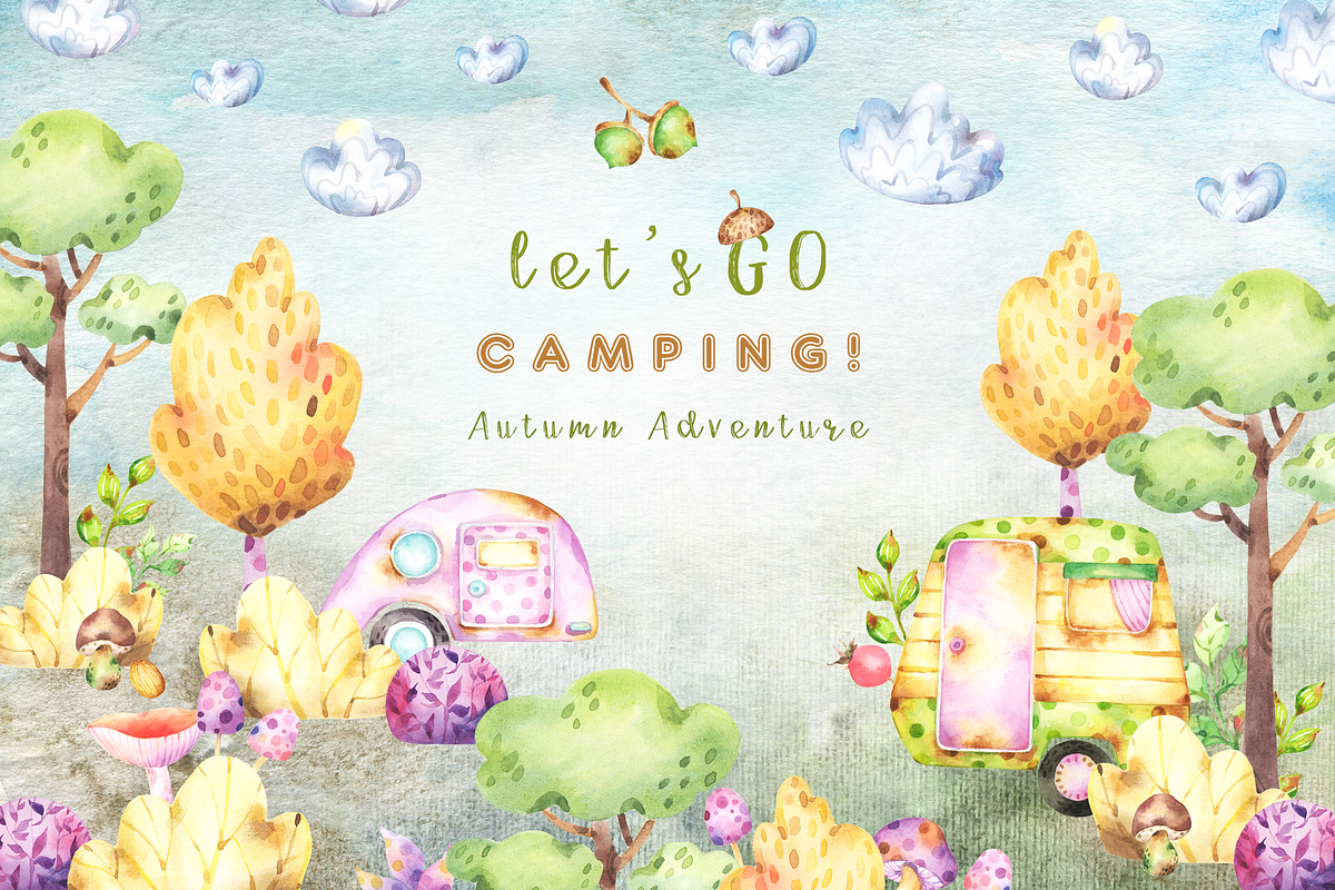 Camping Autumn Adventure collection, a Decorative Illustration by Tatiana Troian (Photo 1 of 8)