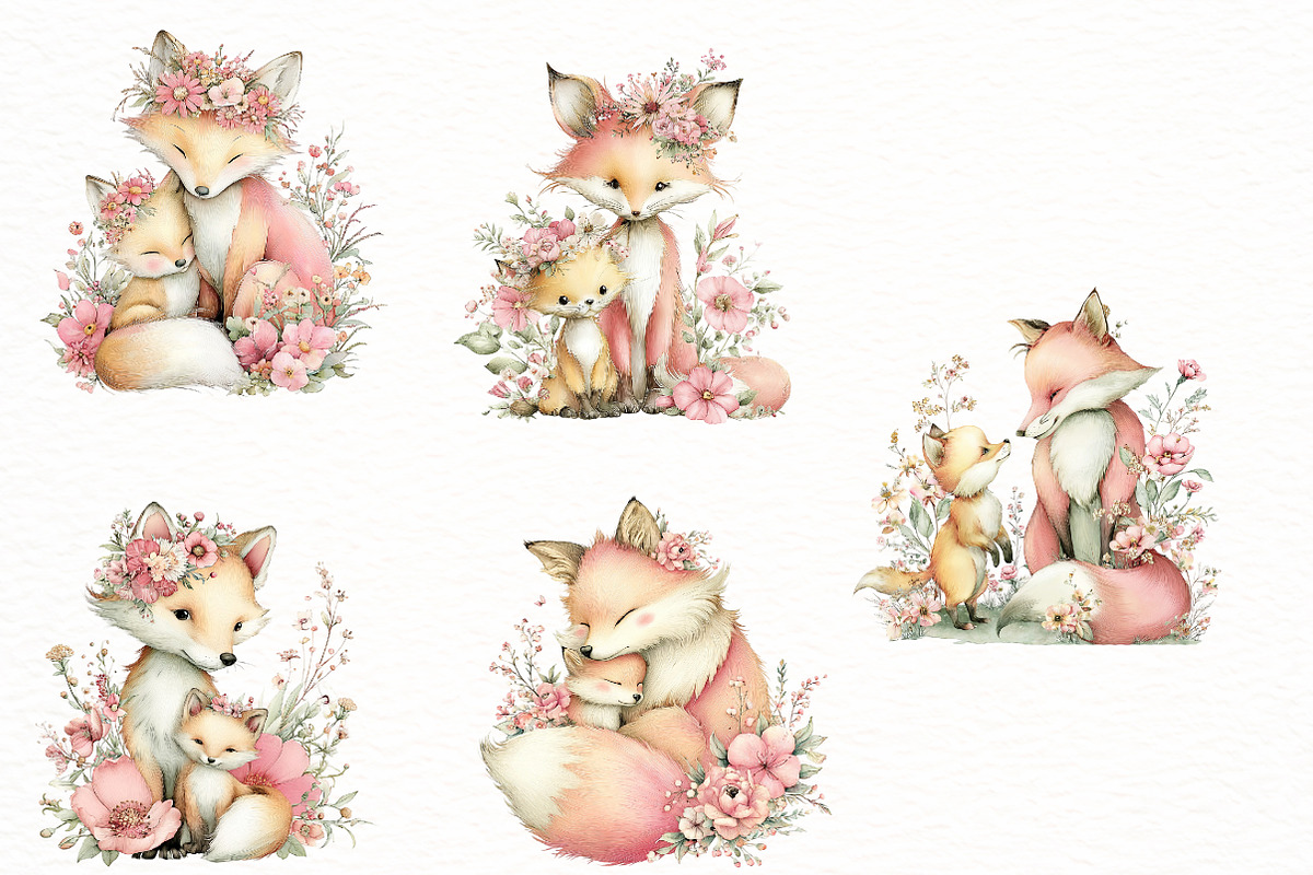 Whimsical Mother's Day fox Clipart, an Illustration by Designworld (Photo 5 of 8)