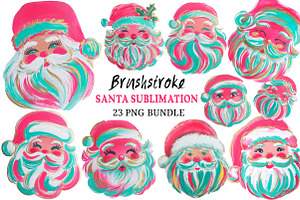 Brushstroke Santa Sublimation Bundle, an Illustration by Craft Nest