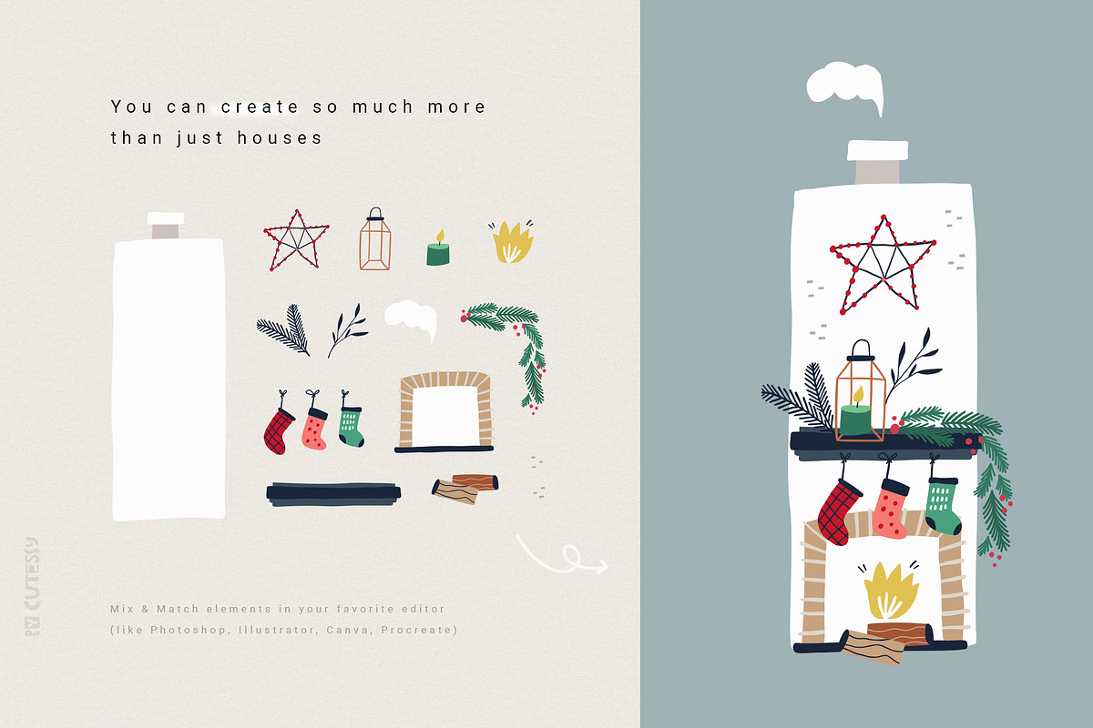 Christmas House Creator | svg png ai, a Seasonal Illustration by Olia (Photo 19 of 28)