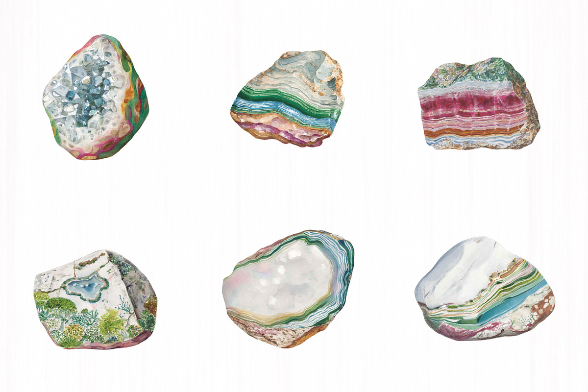 Gemstones Watercolor Package, an Illustration by DreamCafeArt (Photo 3 of 7)