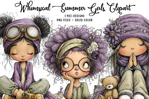 Whimsical Summer Girls Clipart, an Illustration by CreationArt