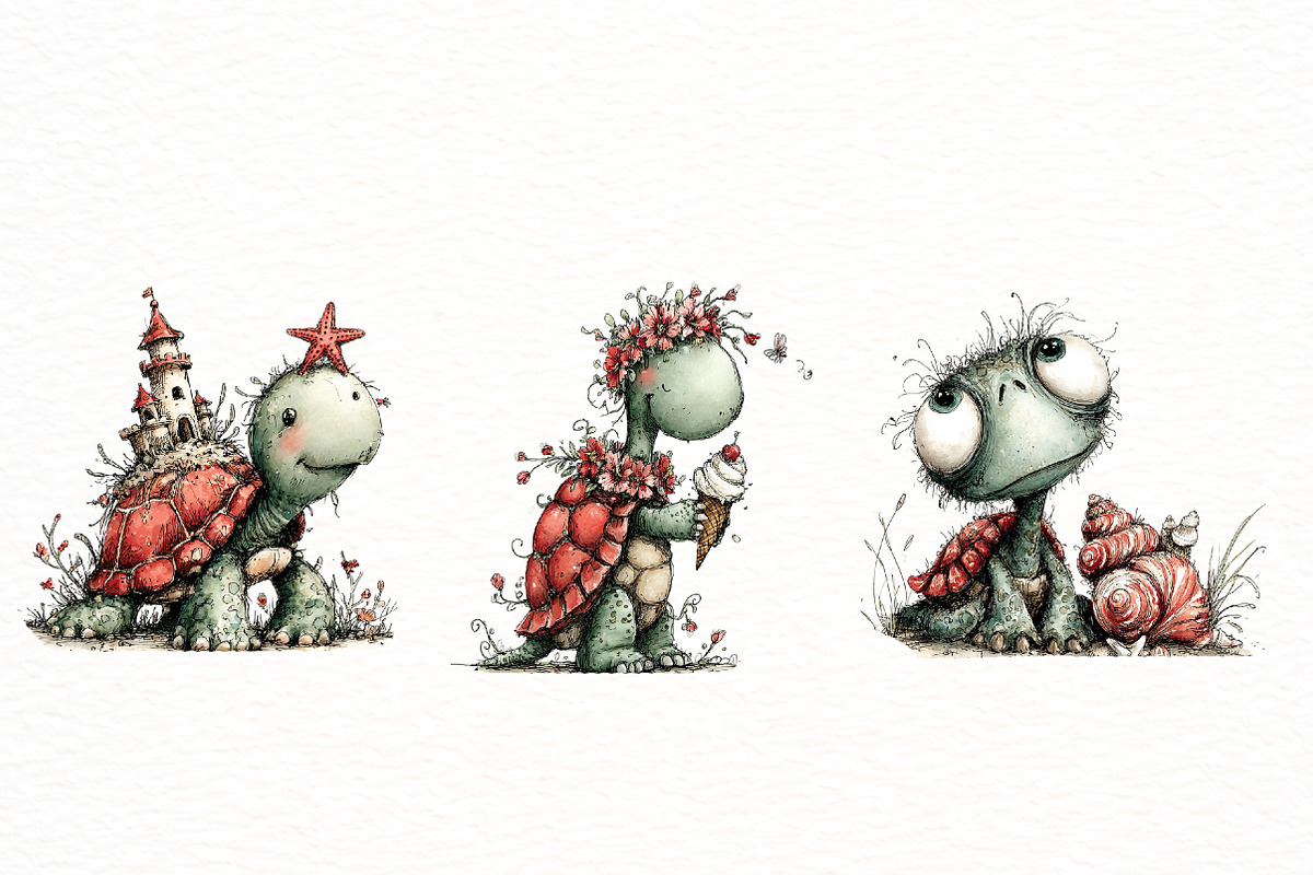 Whimsical summer turtle Clipart, an Illustration by Designworld (Photo 5 of 5)